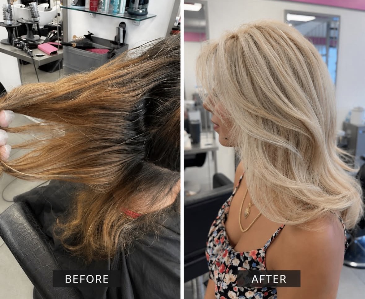 Blonde hair transformation before and after